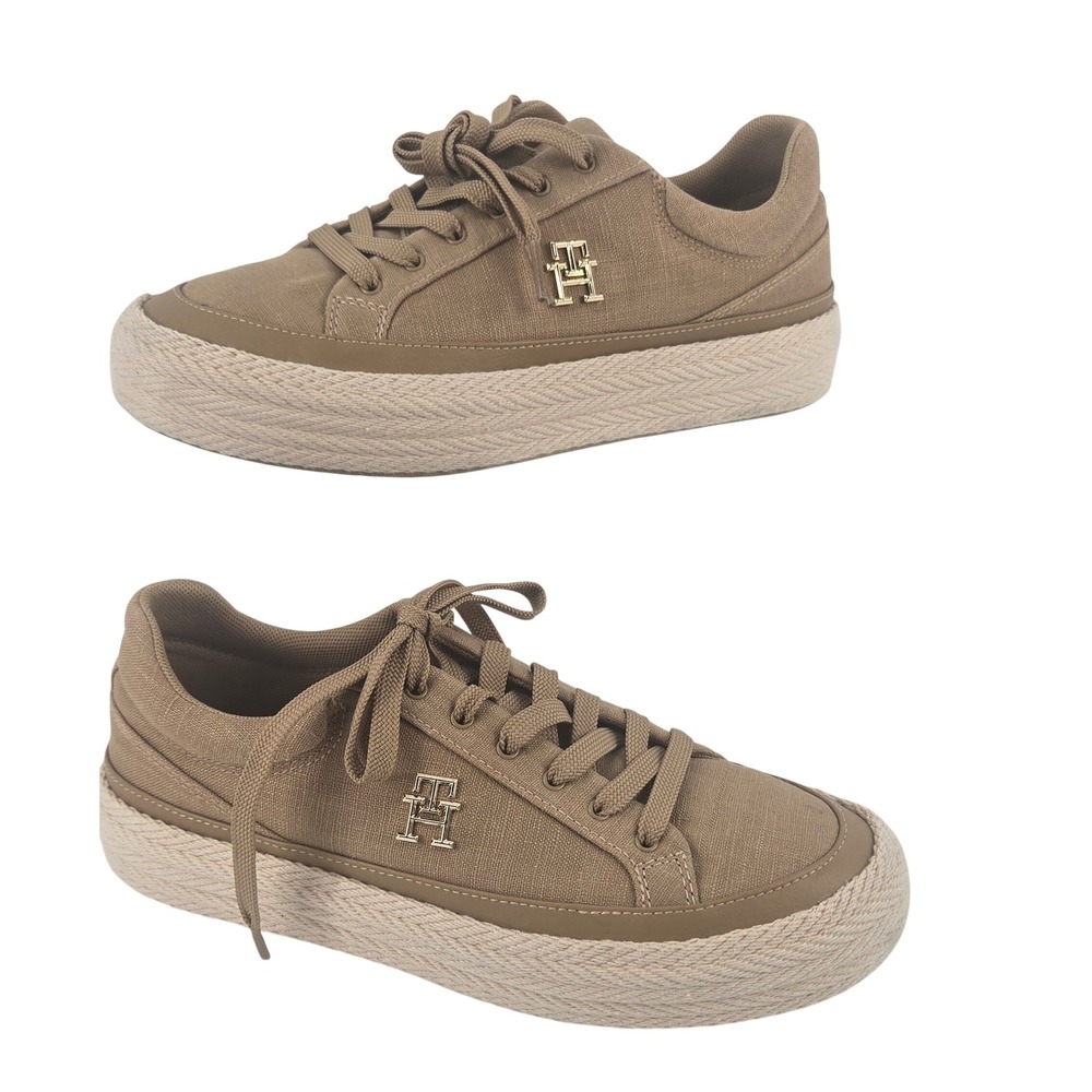 Tommy Hilfiger 7.5 Kelsey II Sneakers Womens Tan Excellent Espadrille Platform